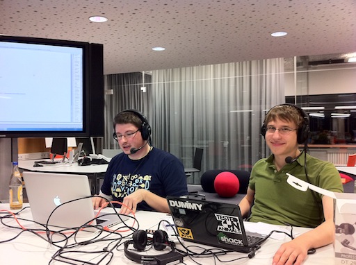 pfleidi und makefu bei der Podcast Aufnahme